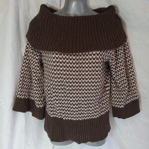 Jeanne Pierre Womens Sweater Brown Knit Long Sleeve Boat Neck Pullover Size M
